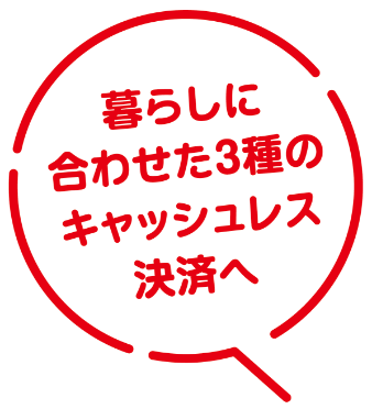 スタイル別の3つのキャッシュレス決済へ